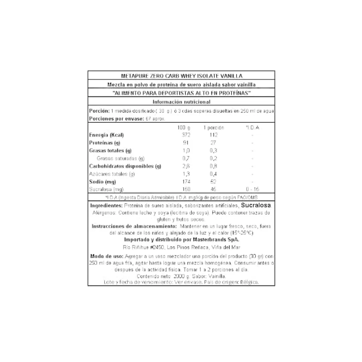 QNT - PROTEINA METAPURE ISO WHEY ZERO BELGIAN CHOCOLATE 2KG - QNT