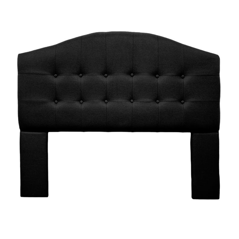 GENERICO - Respaldo De Cama 2 Plazas Madrid Tela Lino Negro