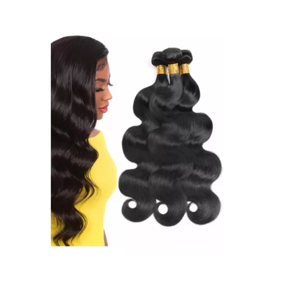 GENERICO - Onda Profunda 16  Pulgadas Cabello Humano Natural Negro