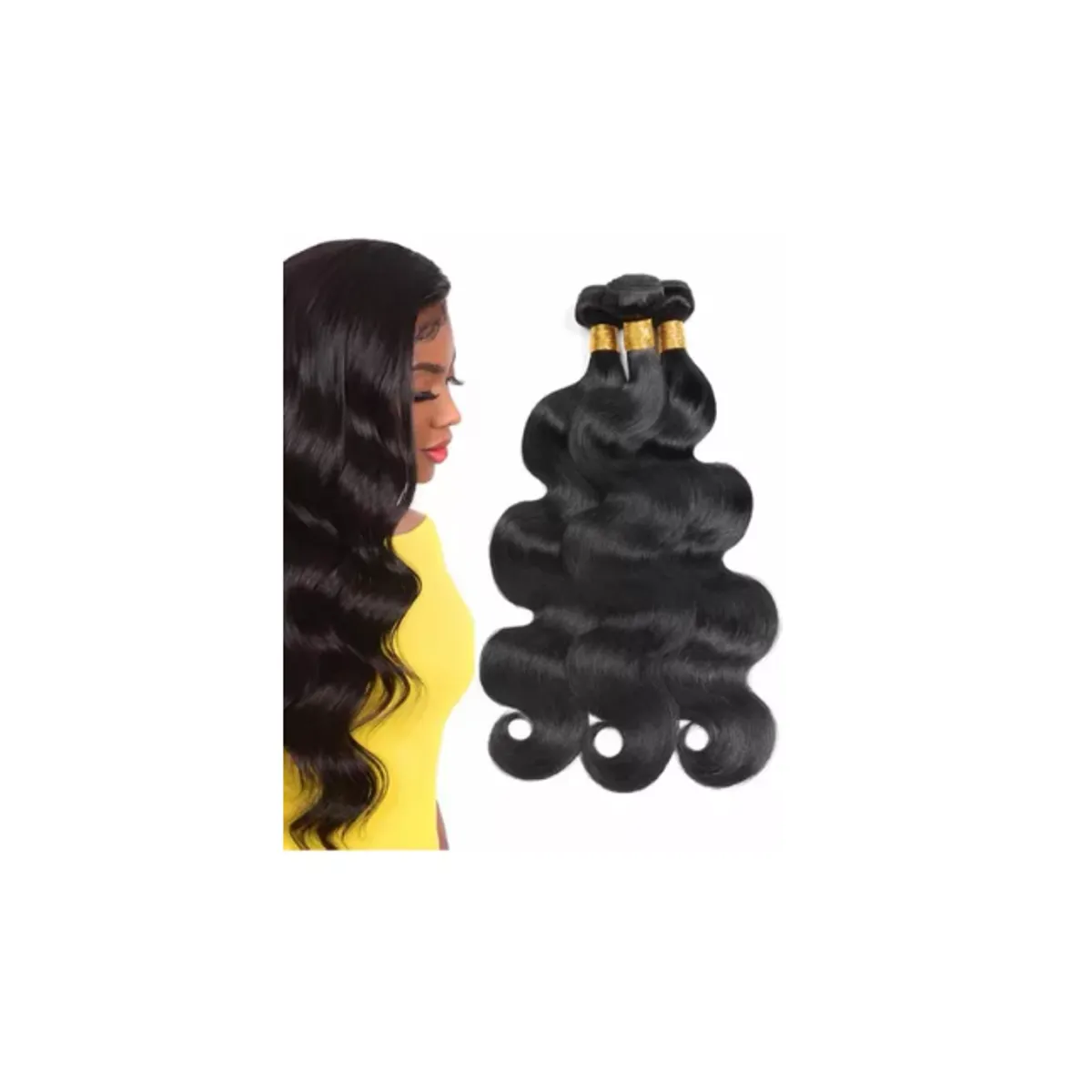 GENERICO - Onda Profunda 16  Pulgadas Cabello Humano Natural Negro
