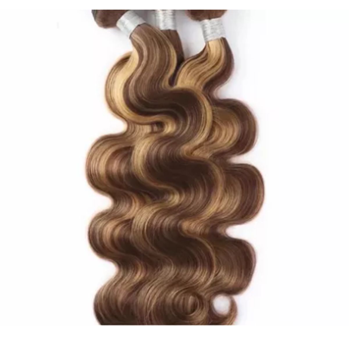 GENERICO - Onda Profunda 18 Pulgadas Cabello Humano Natural CASTAÑO CON VISOS  RUBIOS