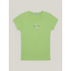CALVIN KLEIN - Polera Niña Micro Monogram Verde