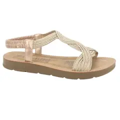 CHALADA - Sandalia Mujer Dorado Plano Quina-2