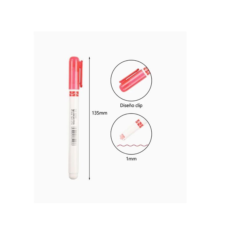 GENERICO - Resaltador Punta Fina Roja 1 pcs 13.5cm