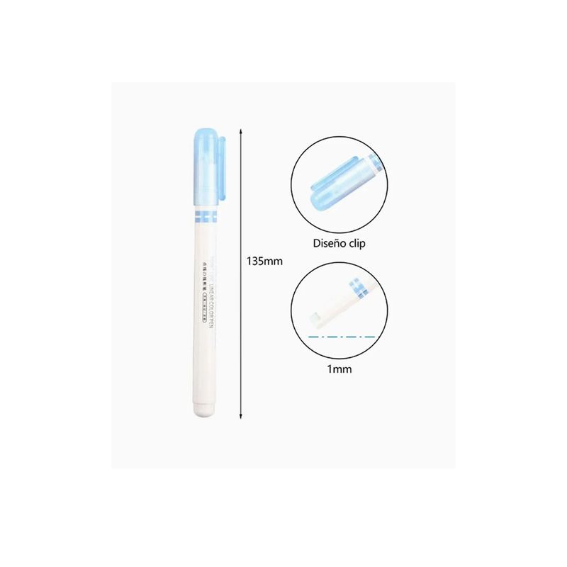 GENERICO - Resaltador Punta Fina Celeste 1pcs 135cm