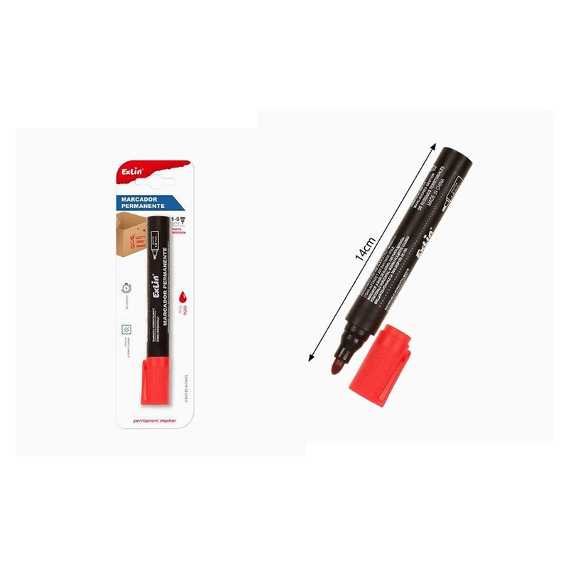 GENERICO - Marcador Punta Redonda Rojo 3pcs 14cm