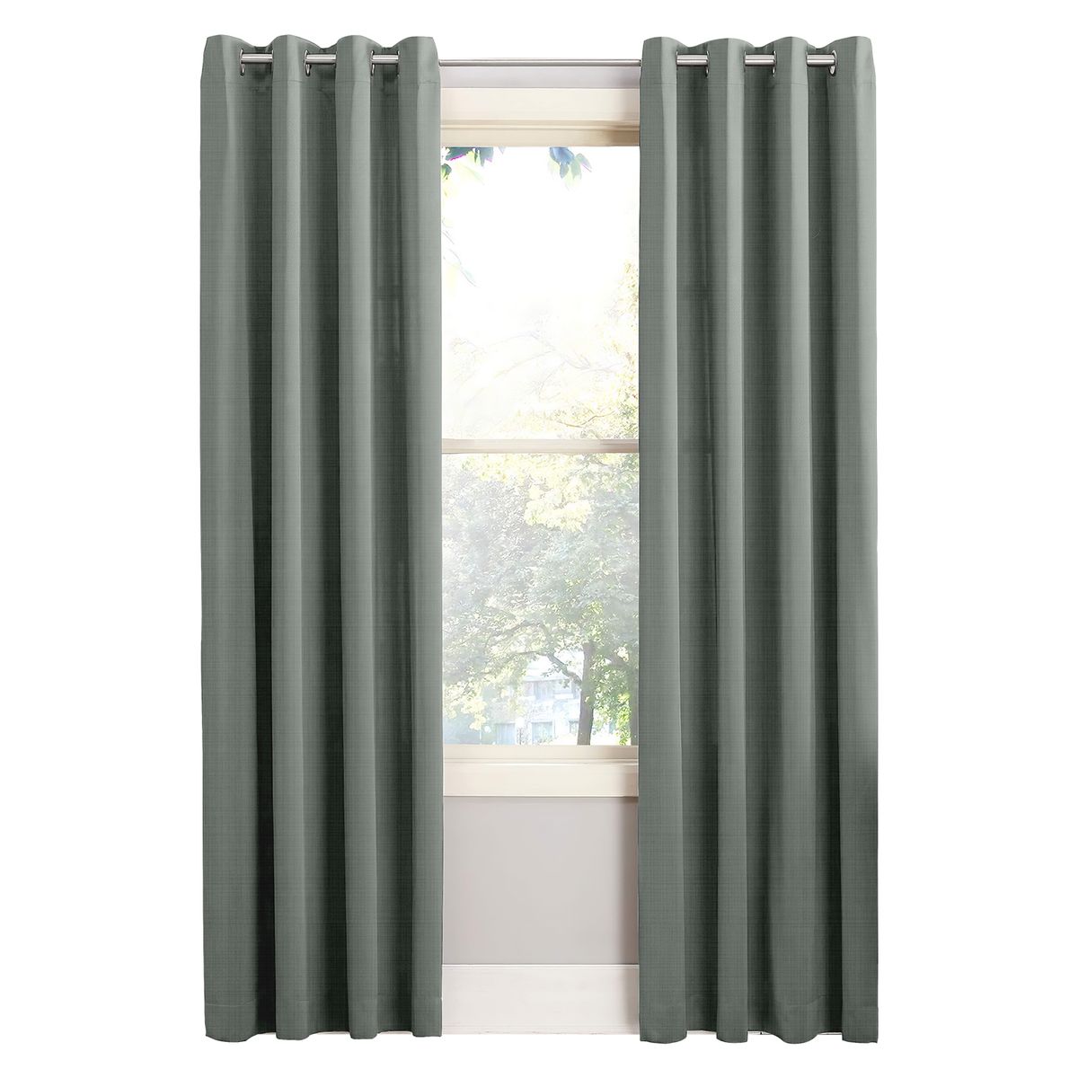 OKAERI - Cortina Blackout 100% 1 Paño 140x230cm Textura Lino - Verde claro