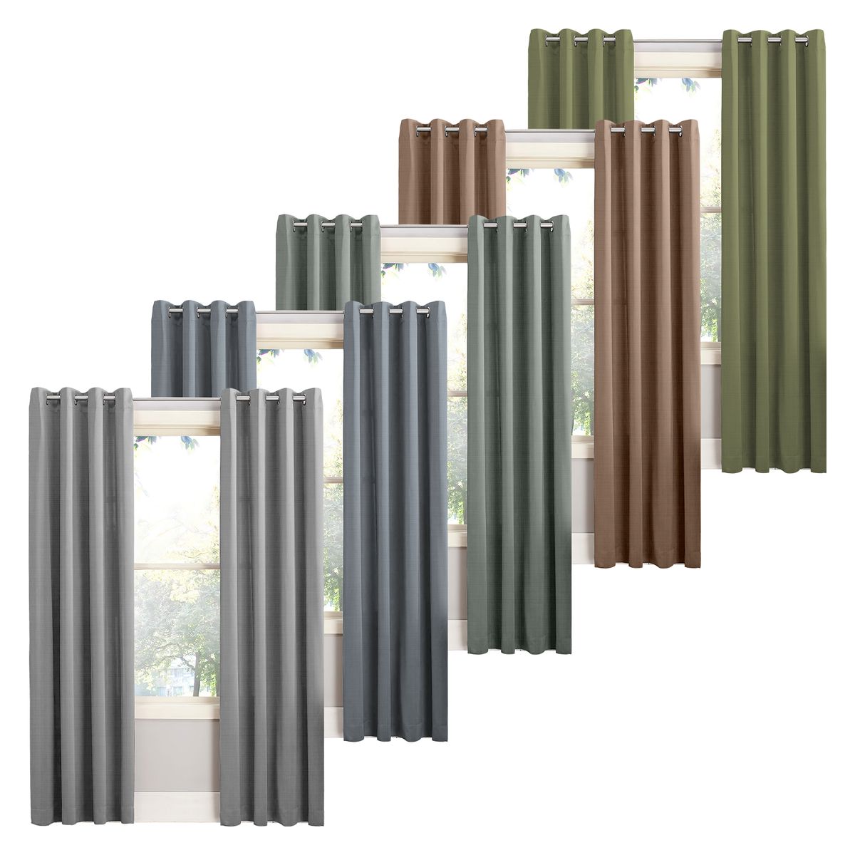 OKAERI - Cortina Blackout 100% 1 Paño 140x230cm Textura Lino - Gris oscuro