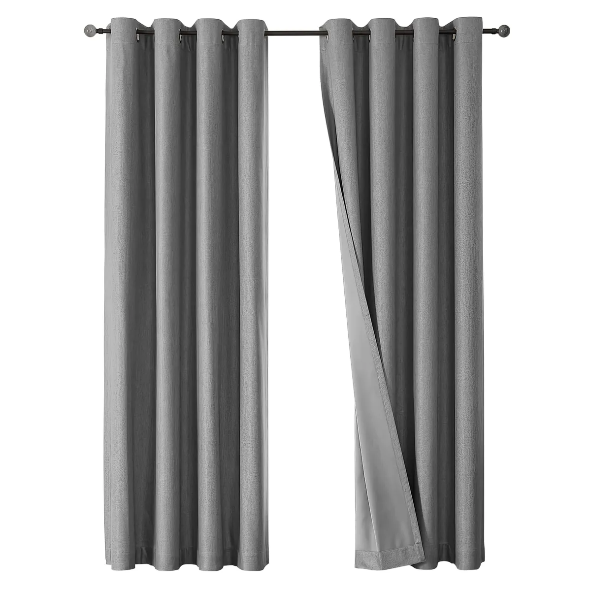 OKAERI - Cortina Blackout 100% 1 Paño 140x230cm Textura Lino - Gris oscuro