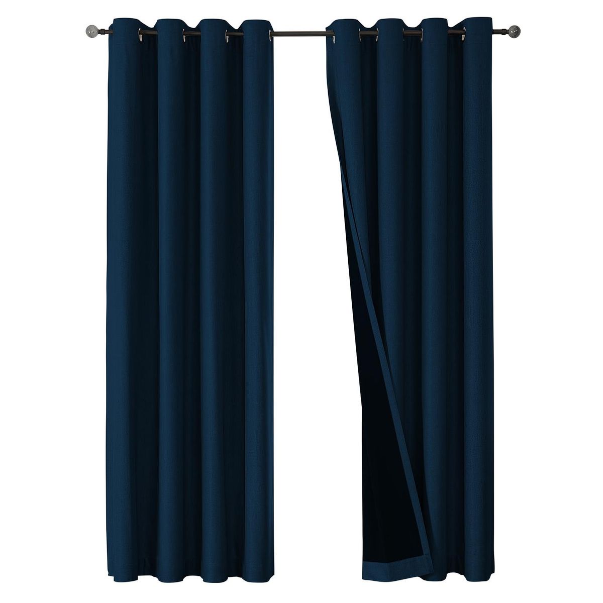 OKAERI - Cortina Blackout 100% 1 Paño 140x230cm Textura Lino - Azul