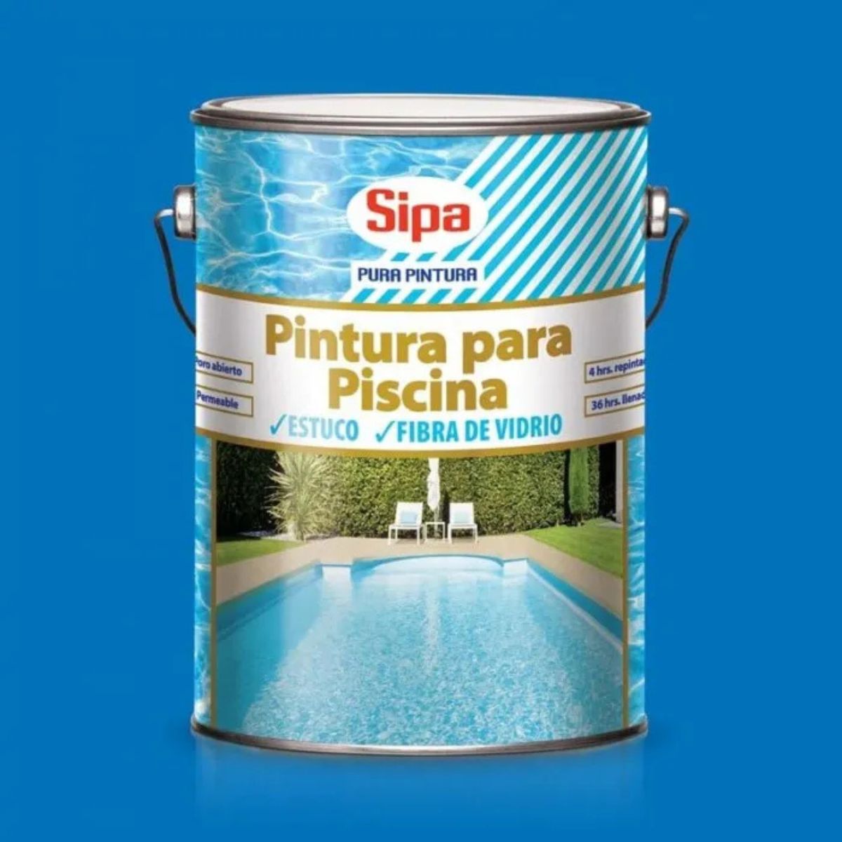 SIPA - PINTURA PARA PISCINAS 1 GALON AZUL CAUCHO CLORADO SIPA
