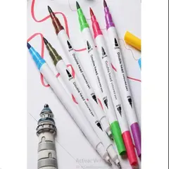 GENERICO - Marcador Doble Punta Tipo Pincel Y Tiralíneas 24 Colores