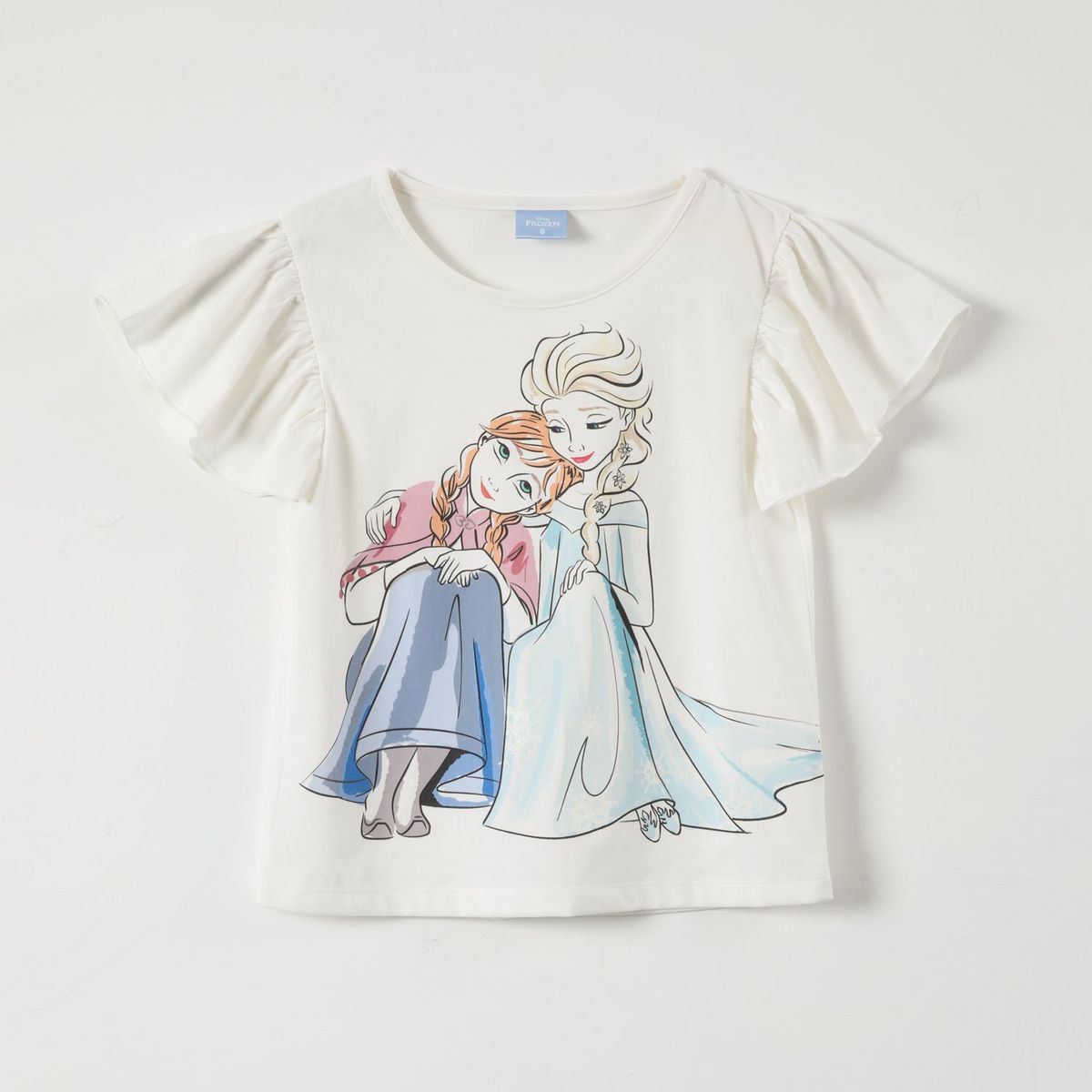 DISNEY - Polera Manga Corta Niña Elsa y Anna Frozen Blanco Disney