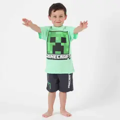 MINECRAFT - Short Niño Logo Acero