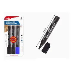 GENERICO - Marcador Punta Inclinada Negro y Azul 3pcs 14cm