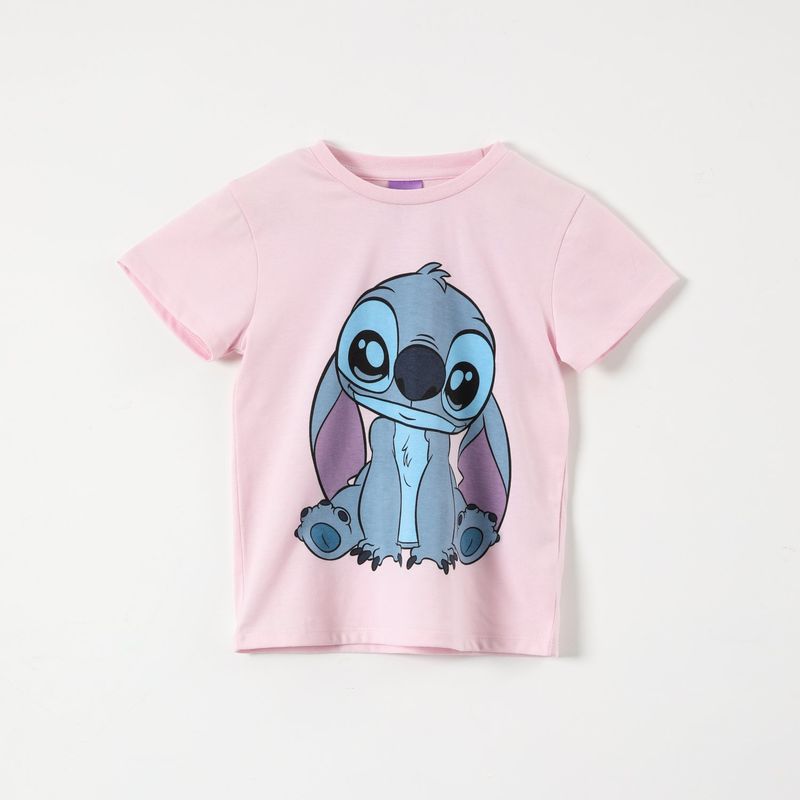 DISNEY - Polera Manga Corta Niña Lilo y Stitch Rosado Disney