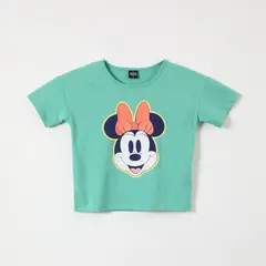 DISNEY - Polera Manga Corta Niña Crop Minnie Verde
