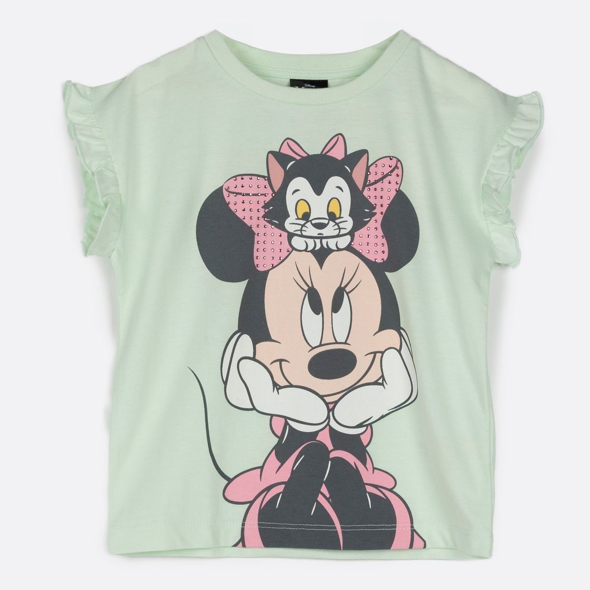 DISNEY - Polera Manga Corta Niña Gato Minnie Turquesa Disney