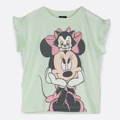 DISNEY - Polera Manga Corta Niña Gato Minnie Turquesa