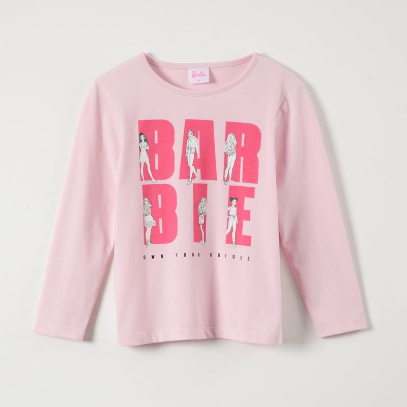BARBIE - Polera Manga Larga Niña Rosado Barbie
