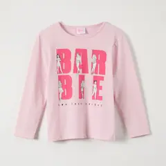 BARBIE - Polera Manga Larga Niña Rosado