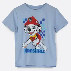 PAW PATROL - Polera Manga Corta Niño Marshall Celeste