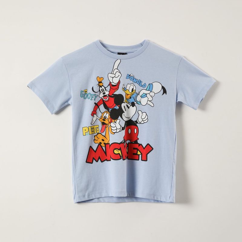 DISNEY - Polera Manga Corta Niño Mickey Celeste Disney