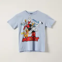DISNEY - Polera Manga Corta Niño Mickey Celeste