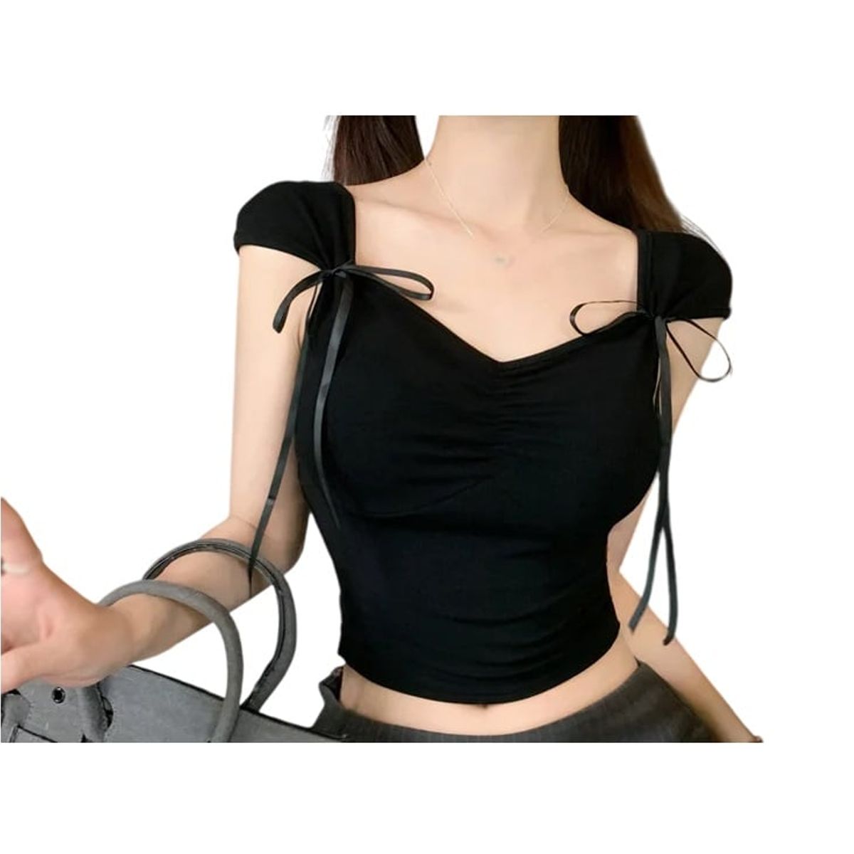 GARSIL - Crop Top Peto Para Mujer De Mangas Cortas Con Detalles En Cinta