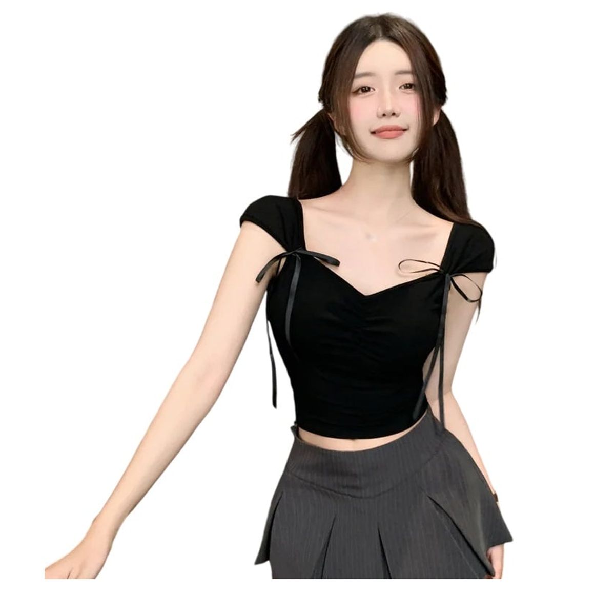 GARSIL - Crop Top Peto Para Mujer De Mangas Cortas Con Detalles En Cinta