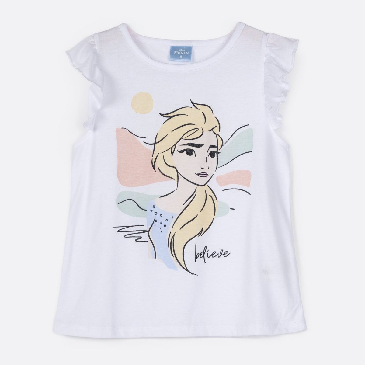 DISNEY - Polera Manga Corta Niña Frozen Blanco Disney