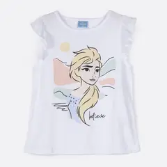 DISNEY - Polera Manga Corta Niña Frozen Blanco