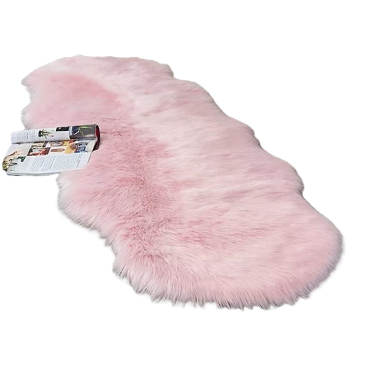 ANGELES DEL HOGAR - Alfombra Piel de Oveja 140x60cm Rosado