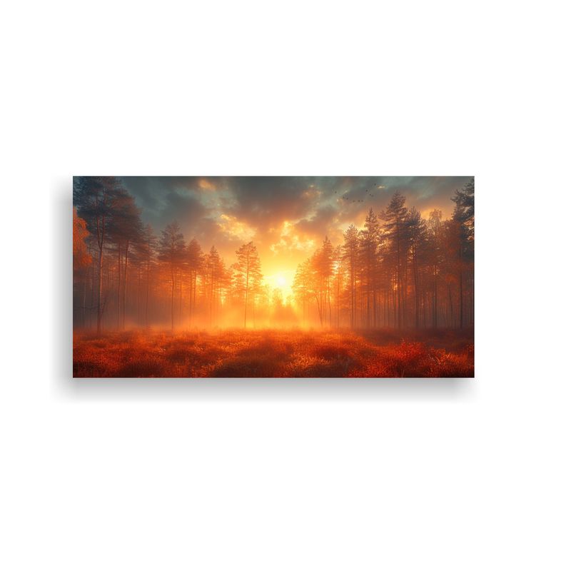 GENERICO - Lienzo Para Cocina Bosque Mañana Sol Otoño Nebl 160x80cm