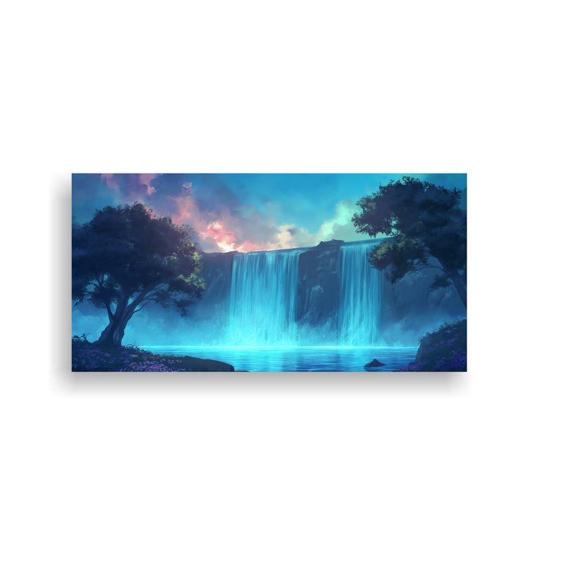 GENERICO - Cuadro De Lienzo Con Imagen De Cascada Y Dos árbo 160x80cm