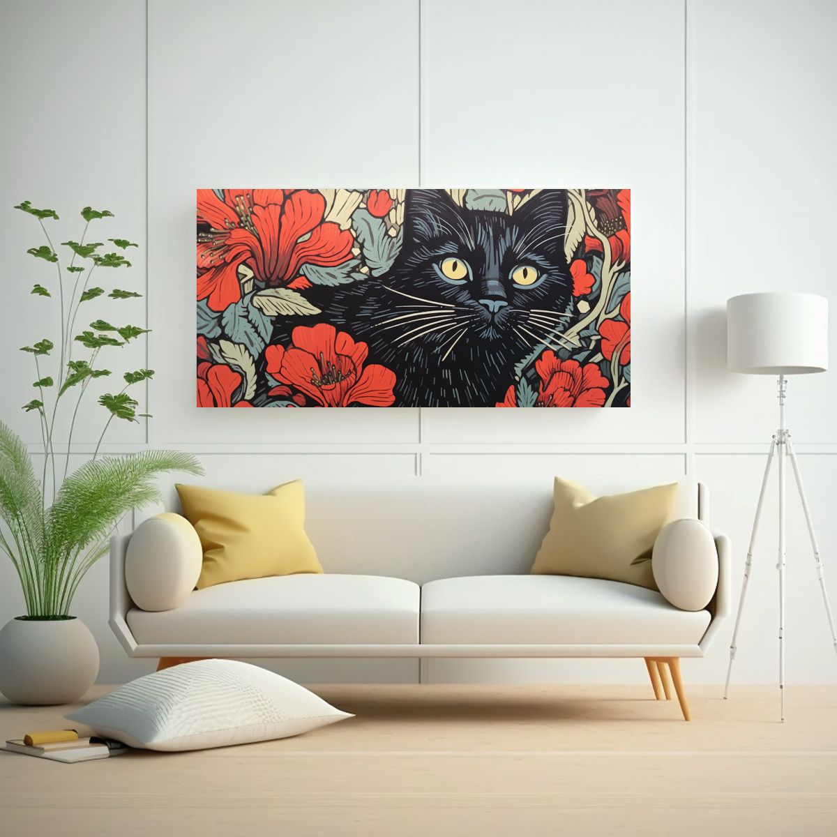 GENERICO - Cuadro Cuadro Perspectiva Linocut De Retrato De Ga 160x80cm