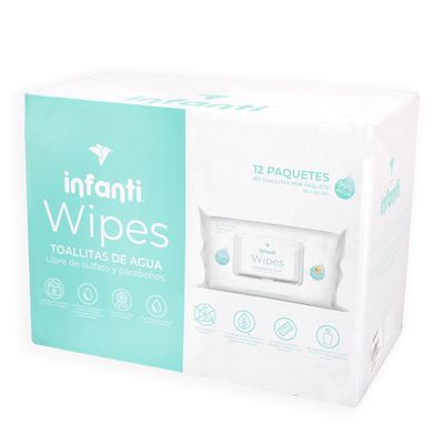 Imagen 2 del producto Wipes Toallas Húmedas Water - Caja 12 paquetes 960 unidades