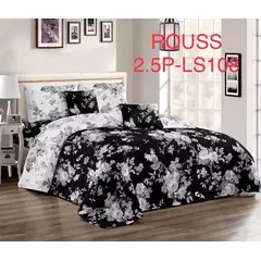 GENERICO - Cobertor tipo Quilts de Verano King - Cubrecamas Negro Flores