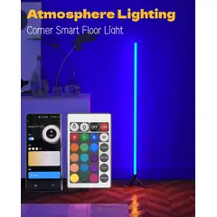 GENERICO - Lampara Esquinera Pie Usb Luces Led Rgb Ambiente Elegante