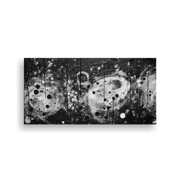 GENERICO - Pintura Abstracta En Blanco Y Negro Con Círculos  160x80cm