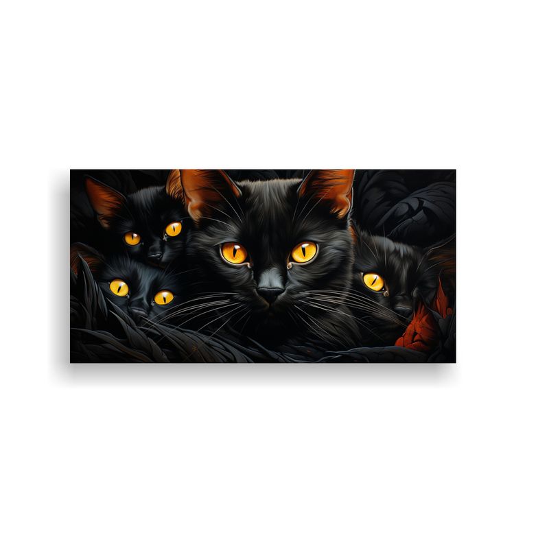 GENERICO - Cuadro Decorativo Gatos Negros Y Amarillos 160x80cm