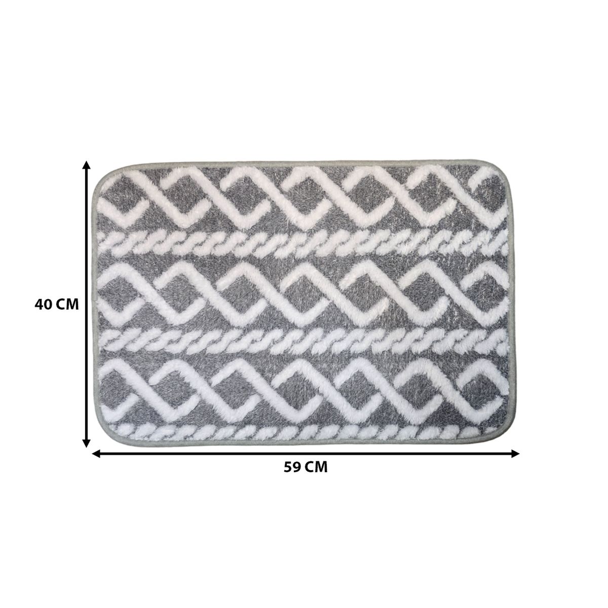 GENERICO - Alfombra De Baño Piso Extra Suave y Absorbente Diseño Trenza - Gris