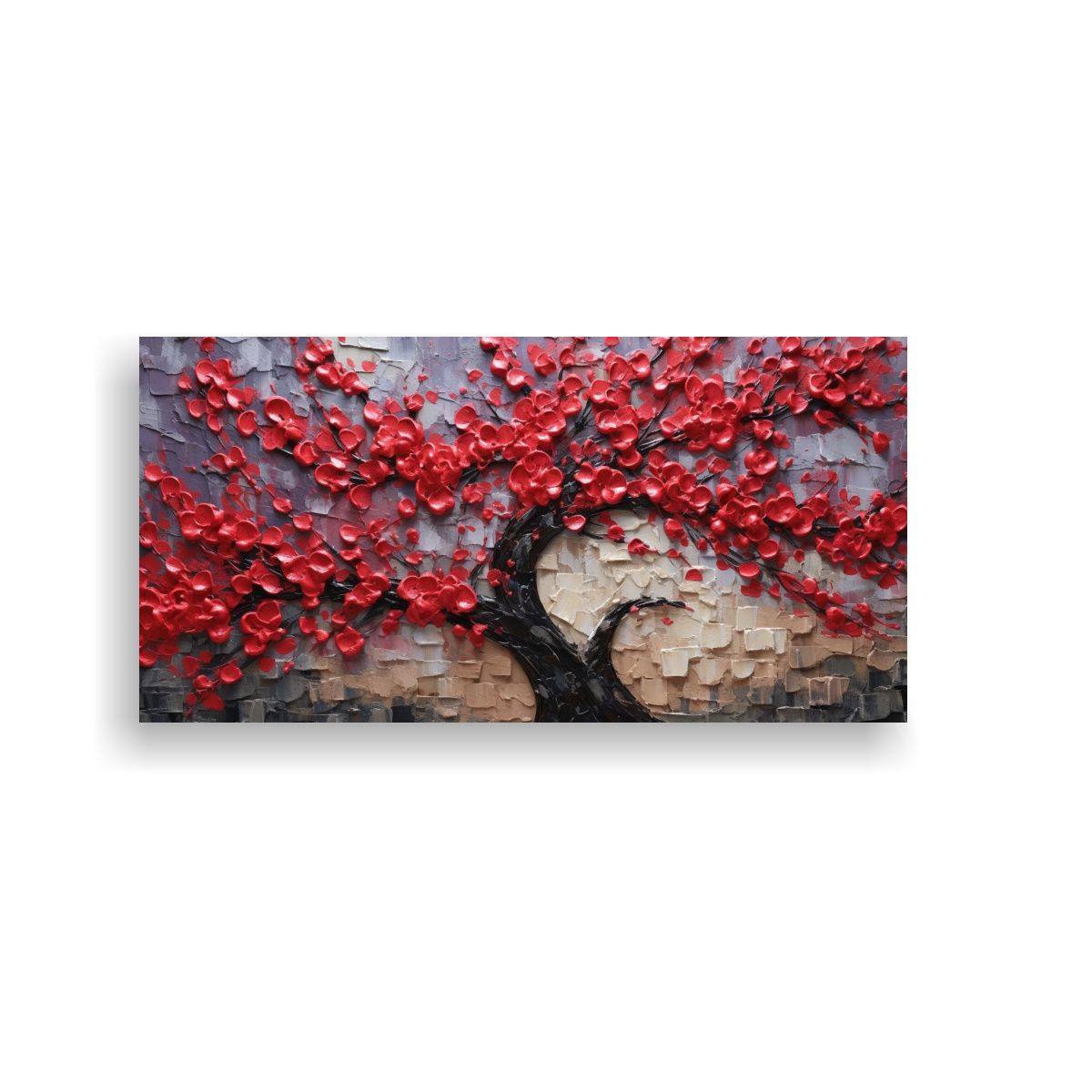 GENERICO - Pintura Flor árbol Orquídea Roja Movimiento Rect 160x80cm