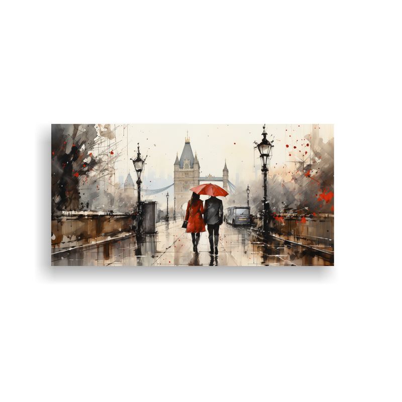 GENERICO - Pareja Caminando Puente De Londres En Cuadro Decor 160x80cm