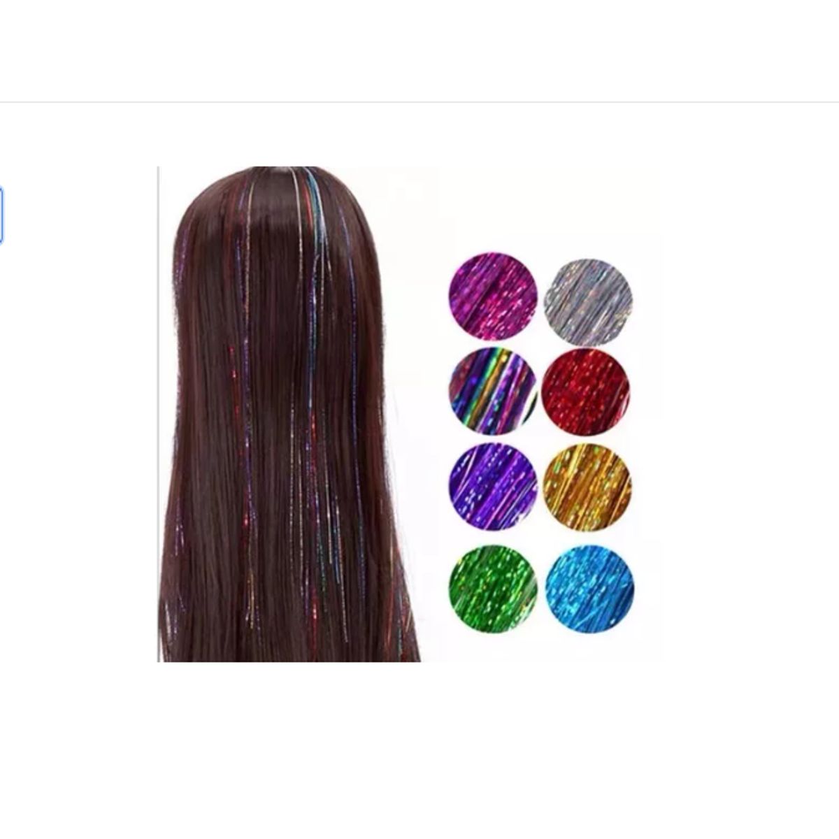 GENERICO - set de 12Tinsel Hair Extensiones Oropel Holográfico Cabello Brillante