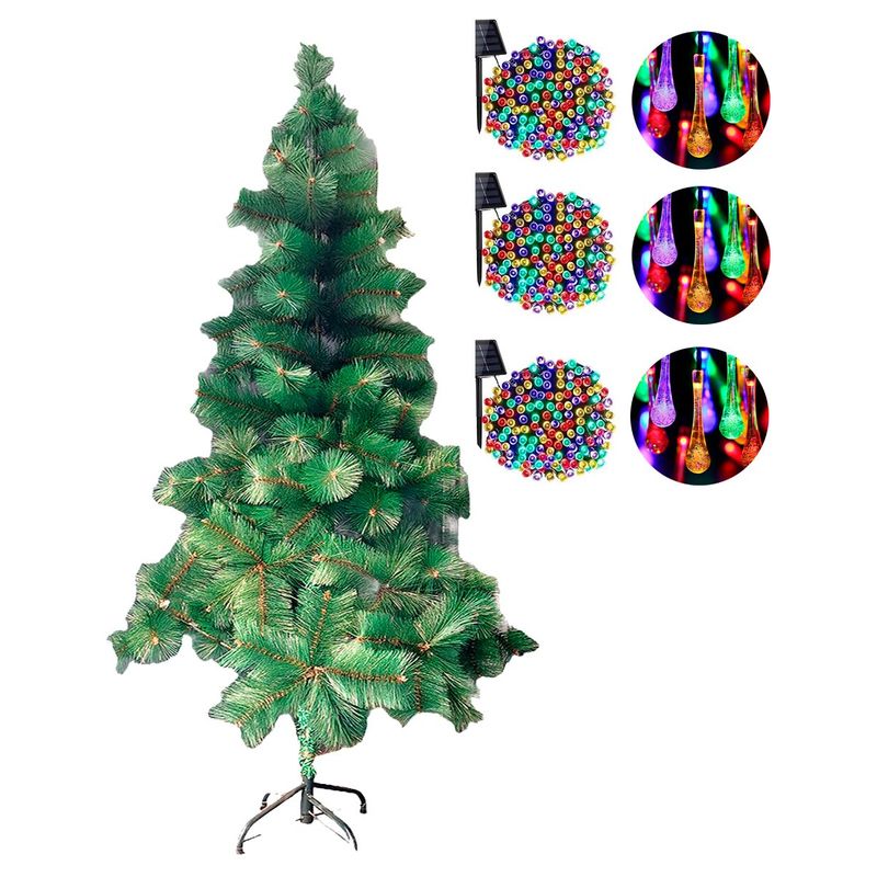 GENERICO - Arbol De Navidad Con Base + 6 Luces Solares Modelos Variados