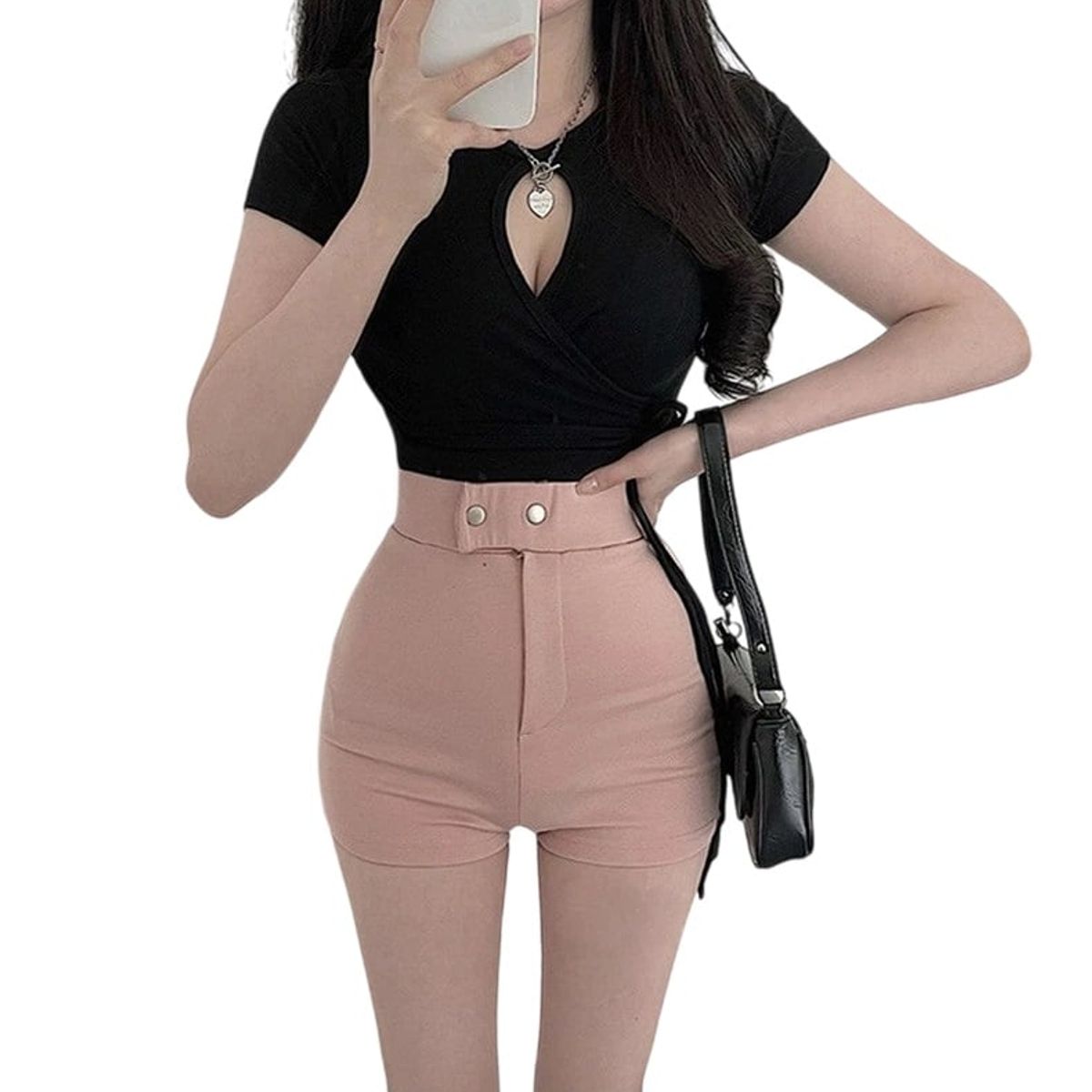 GARSIL - Crop Top Peto Para Mujer De Mangas Cortas Ajustable Con Escote