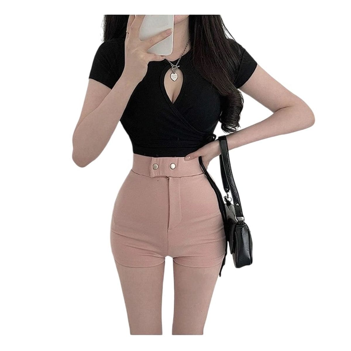 GARSIL - Crop Top Peto Para Mujer De Mangas Cortas Ajustable Con Escote