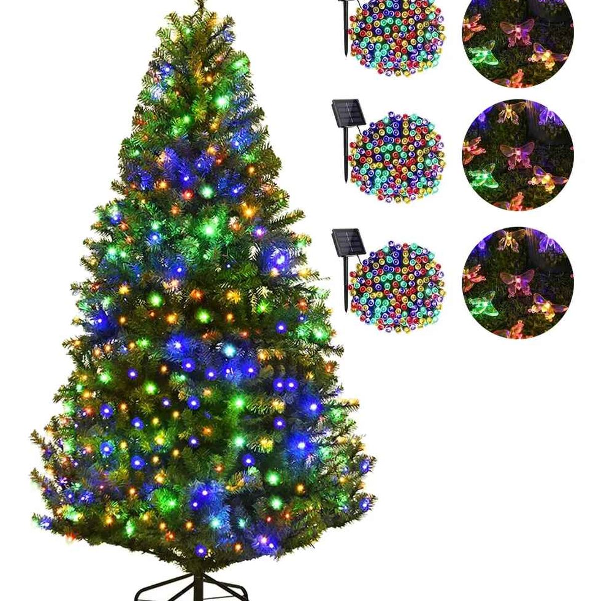 GENERICO - Arbol De Navidad Con Base + 6 Luces Solares Modelos Variados