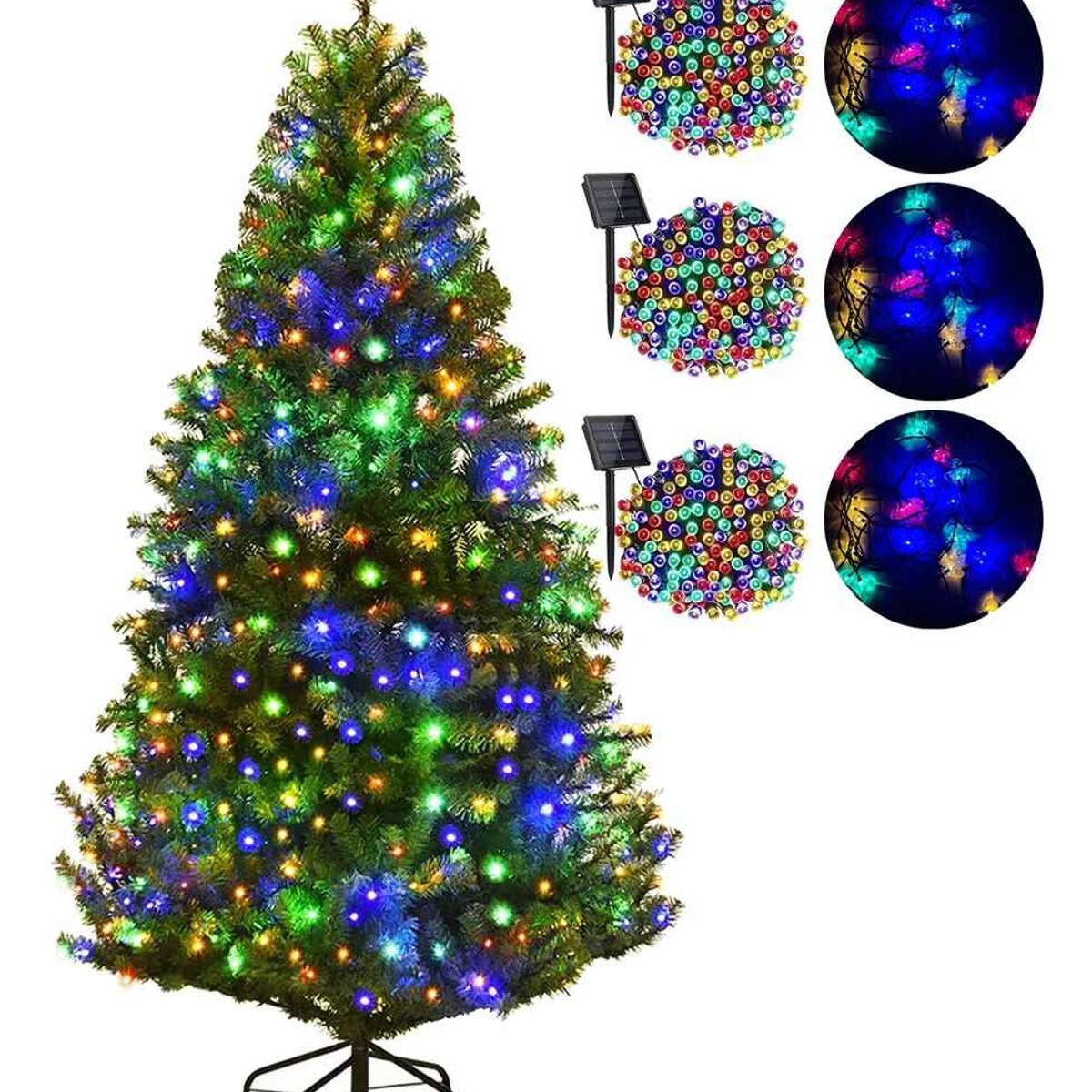 GENERICO - Arbol De Navidad Con Base + 6 Luces Solares Modelos Variados